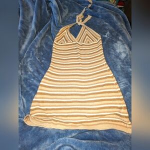 Holter top backless knitted dress